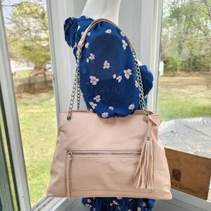 Nine West Faux Leather Pink Chain Shoulder Satchel